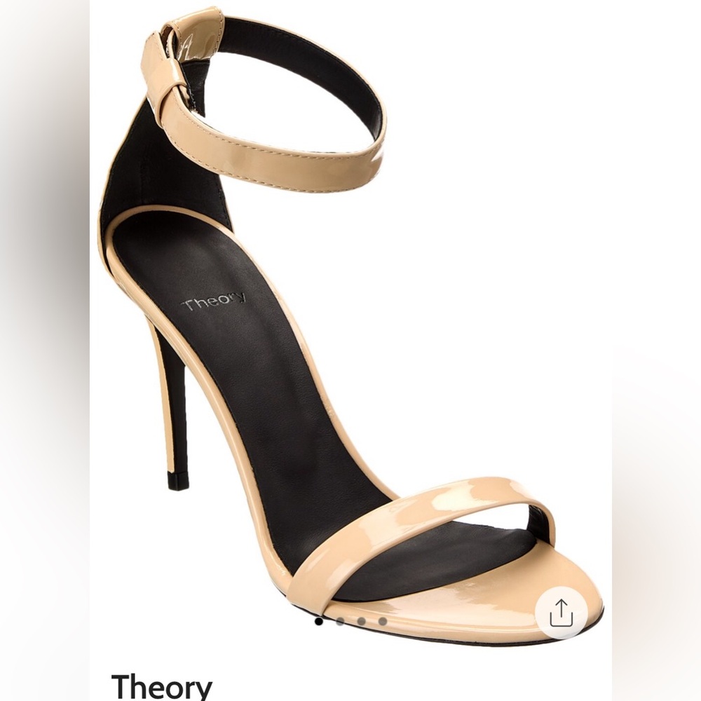 Theory Patent Italian leather sandal in nude. Size 8 US (EU38), 3.5”heel.